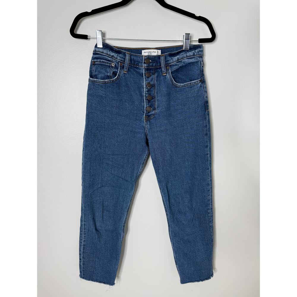 Abercrombie & Fitch The Mom High Rise Button Fly Raw Edge Ankle Jeans 26/2S